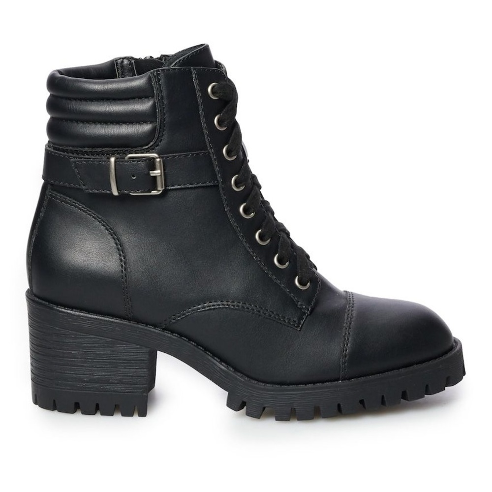 Black High Heeled Combat Boots
